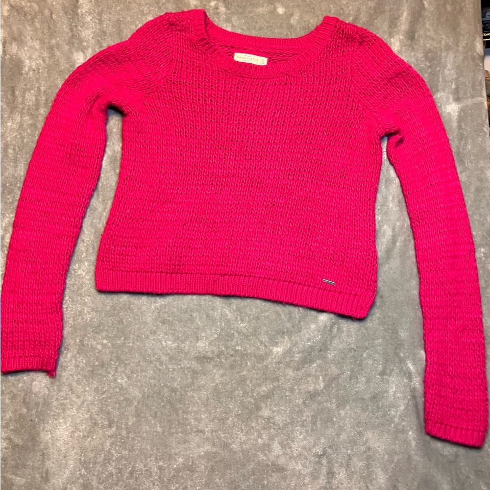 Y2K Abercrombie Fitch Knit Sweater Shirt Top Pink M Light Weight Short Pullover